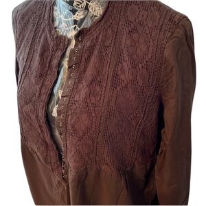 Caribbean Joe size  large  brown long sleeve top  100% cotton NWOT